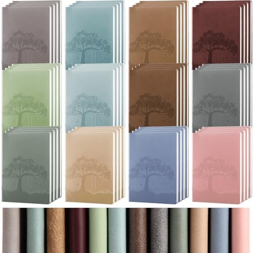 TaoBary A5 PU Leather Journals Bulk Colorful Tree Journal Notebook Soft Leather Cover Lined Ruled Writing Notebook for Back to School Office Group Team Volunteer(Assorted Colors,48 Pcs) by TaoBary