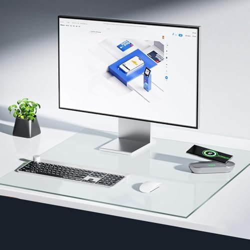VASUHOME 32" x 20" Clear Tempered Glass Desk Mat - Multi-Functional Desk Pad for Keyboard and Monitor Protection, Dry Erase Surface, Ideal Table Top Protector for Home & Office by VASUHOME