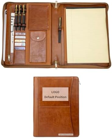 Personalized Leather Portfolio with Front Pocket for 8.5x11" Notepad by Geslun