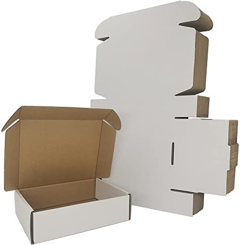7x6x2'' Small Shipping Boxes 25 Pack, White Corrugated Cardboard Literature Mailers, Mailing Packaging Supplies for Small Business (W762-25) by Rnisda