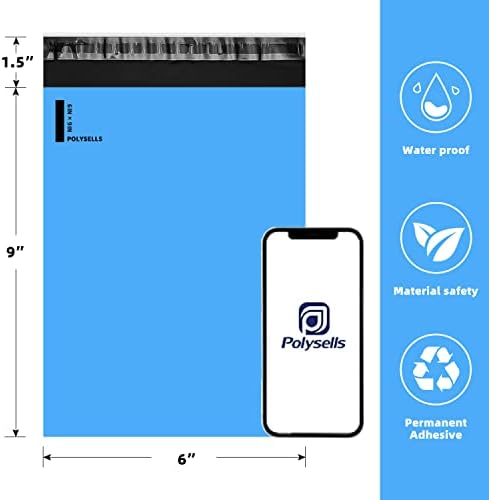 POLYSELLS 1000 pcs 6x9 Inches Blue Poly Mailers Shipping Envelopes, Strong Adhesive Sealing, Waterproof, and Tear-resistant Postal Mailing Bags for Clothing, Books, and Accessories - Image 2
