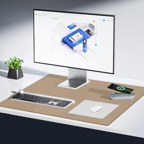 VASUHOME 32" x 20" Brown Tempered Glass Desk Mat - Multi-Functional Desk Pad for Keyboard and Monitor Protection, Dry Erase Surface, Ideal Table Top Protector for Home & Office by VASUHOME