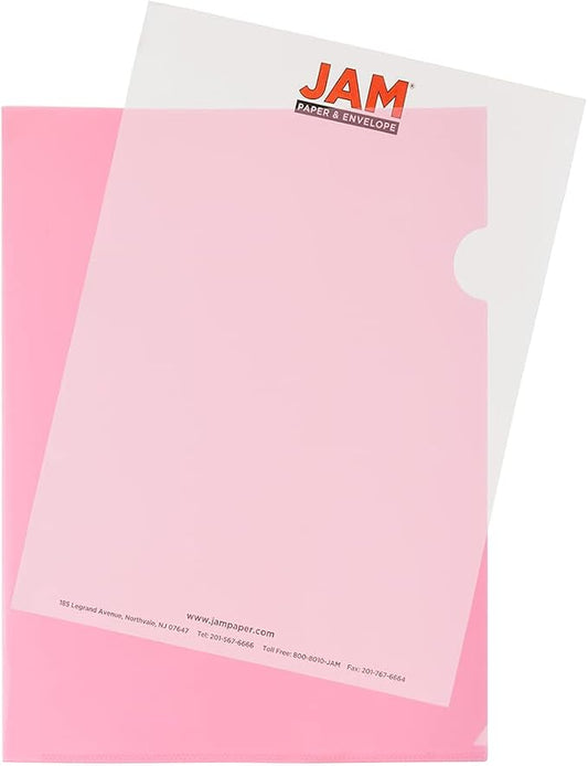 JAM PAPER Plastic Sleeves - Letter Size - 9 x 11 1/2 - Pink Project Pockets - 120 Bulk Page Protectors/Pack by JAMPaper
