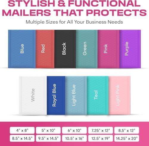 Hot Pink Bubble Mailers 12x15, Self Seal Poly Padded Envelopes, 50 Pack - Image 3