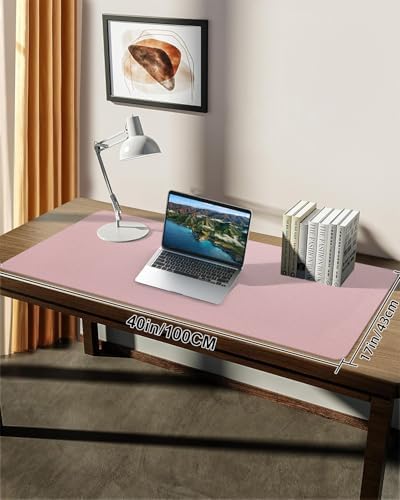 Non-Slip Desk mat,PU Leather Desk Pad Protector, Office Desk Mat, Large Mouse Pad,Desk Blotter, Laptop Desk Pad, Waterproof Desk Writing Pad for Office and Home (Rose Pink, 40" x 17") - Image 7
