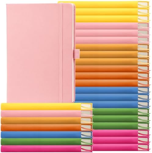 Laumoi 28 Pack A5 PU Leather Lined Notebook Journal, Bright Colors,Simple by Unknown
