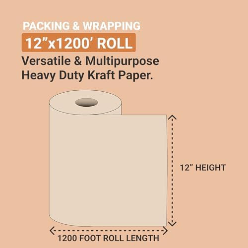 Delta Paper Shipping Paper Roll 12"L, 1-Pack | Large Kraft Paper Roll for Packing, Moving and Storage - Image 2