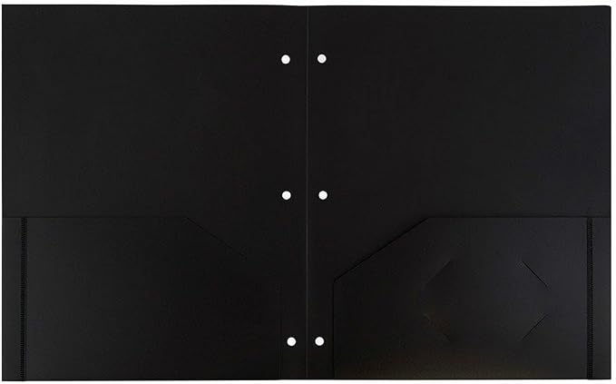 JAM PAPER Heavy Duty Plastic 3 Hole Punch Pocket Folders - Extra Tough School Folders - Black - Bulk 144/Box - Image 2