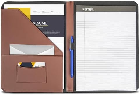 Samsill Contrast Stitch Leather Padfolio and Business Portfolio for Men and Women, Resume/Document Organizer with Writing Pad, Tan - Image 4
