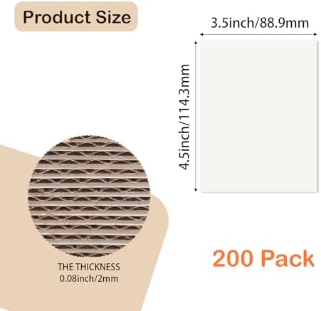 Calenzana 3.5x4.5 White Corrugated Cardboard Sheets, Flat Card Boards Inserts for Crafts, Packing, Shipping, Moving, Mailing, 200 Pack - Image 2