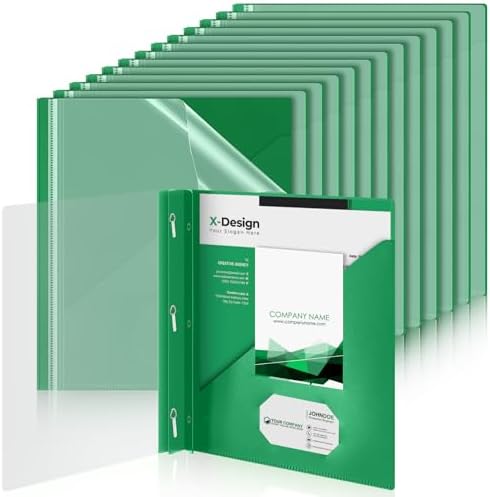 Teling 24 Pcs Clear Front Report Covers with 3 Prongs, Suit for A4/8.5'' x 11'' Letter Size Paper, Plastic Green Presentation Folders Bulk, 90 Sheet Capacity, for School Business by Teling