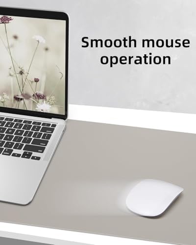 Leather Desk Pad Protector, Large Office Mat & Mouse Pad, Non-Slip Laptop Desk Blotter, Waterproof Writing Pad (Light Grey, 48" x 24") - Image 3