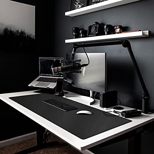 Cacoy 47" x 16" Leather Desk Pad Blotters, Extended Office Mouse Pad, Black - Image 2