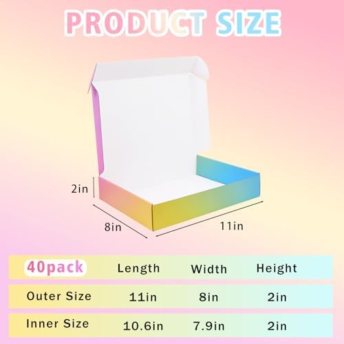 Shipping Boxes for Packaging, 11x8x2 in Corrugated Cardboard Boxes, Mailing Boxes for Small Business(40 Pack, Colorful) - Image 2