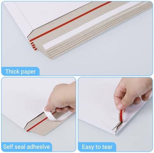 zmybcpack 50 Pack 11x14 inch White Rigid Mailer, Self Seal Document Mailers - Image 3