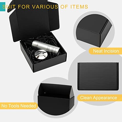 Mcfleet 6x6x2" Small Black Shipping Boxes - 24 Pack Corrugated Cardboard Mailing Box Packaging for Small Business - Tab Locking Literature Mailer Flat Empty Gift Packing Supplies - Image 4