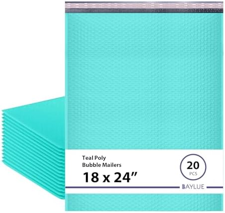 Teal Bubble Mailers 18x23, Self Seal Poly Padded Envelopes #9, 20 Pack by BAYLUE
