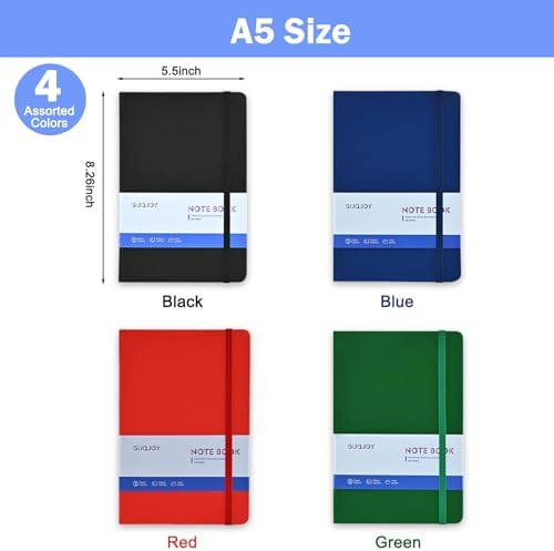 Lined Journal Notebooks, 4 Pack 160 Pages, 5.5x 8.2-Inch Journals for Women Men, Hardcover Notebook with 100 gsm Thick Paper, A5 Size College Ruled Notebook for Writing/Travel/Work (Assorted Color-4 Pack) - Image 2