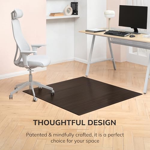 Anji Mountain 52" x 48" Bamboo Office Chair Mat for Carpet & Hardwood Floor - Image 4