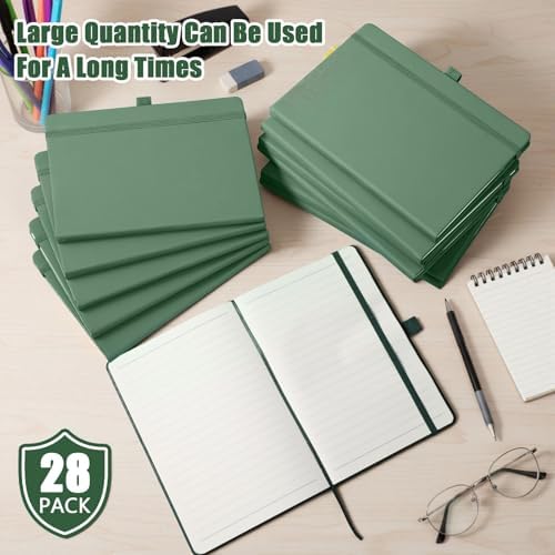 Laumoi 28 Pack A5 PU Leather Lined Notebook Journal, Green,Simple - Image 3