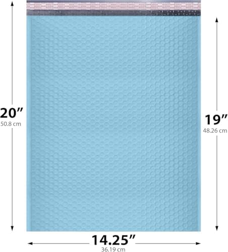Light Blue Bubble Mailers 14.50x20, Poly Padded Envelopes #7, 100 Pack - Image 2