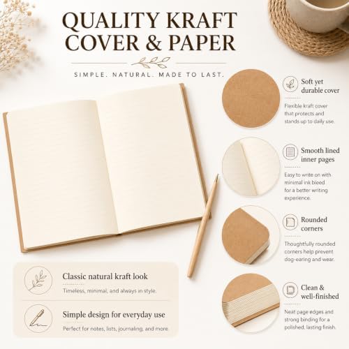 Mimorou 100 Pcs A5 Journals Notebooks Bulk,Brown,Lined - Image 3