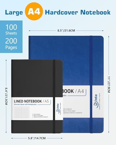 Dynta A4 Lined Journal Notebooks 3 Pack 8.5 x 11 Leather Hardcover Journals - Image 2