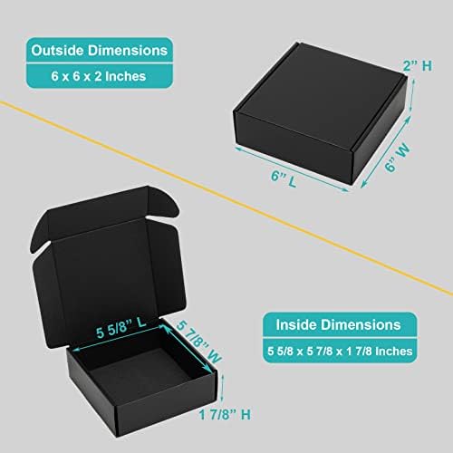 Mcfleet 6x6x2" Small Black Shipping Boxes - 24 Pack Corrugated Cardboard Mailing Box Packaging for Small Business - Tab Locking Literature Mailer Flat Empty Gift Packing Supplies - Image 2