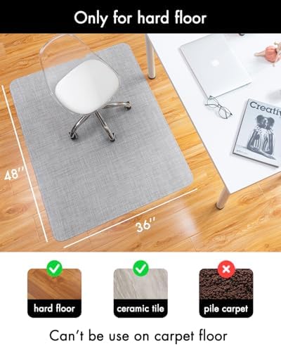 Baroyal Office Chair Mat for Hardwood Floor Under Desk Computer Rolling Chair Mat for Wood/Tile Floor Non-Slip Heavy Duty Desk Rug PVC Plastic Hard Floor Protector 36" x 48" (Mist) - Image 4