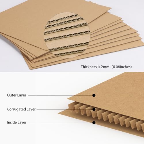 Calenzana 5x7 Corrugated Cardboard Sheets Set of 200, Flat Card Boards Inserts for Crafts, Packing, Shipping, Moving, Mailing - Image 3