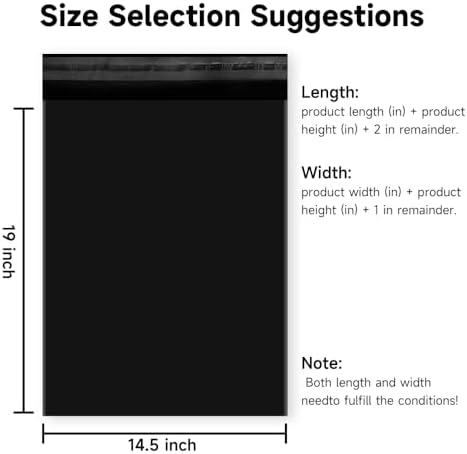 Black Poly Mailers 14.5x19 Inch, 200 Pack - Image 5