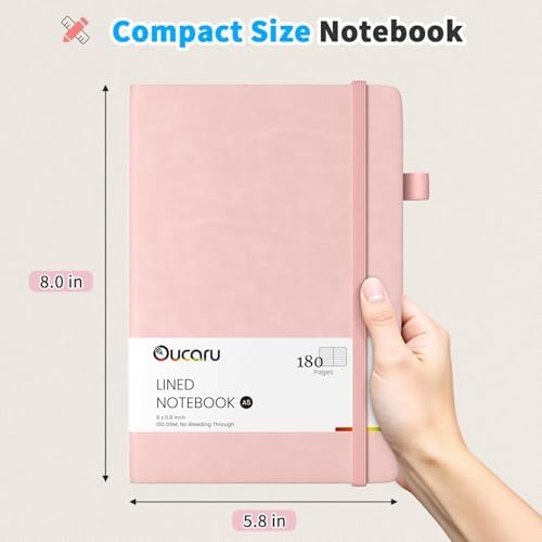 Oucaru 2 Pack A5 Lined Journal Notebook for Writing, 180 Pages - Image 2