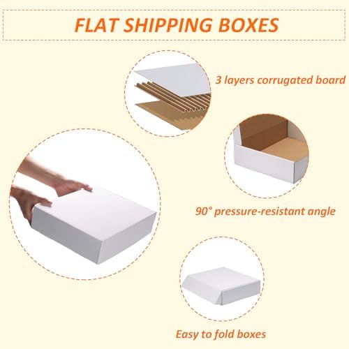 HORLIMER 13x10x3 Shipping Boxes Set of 20, White Corrugated Cardboard Mailer Box for Packing Small Business - Image 3