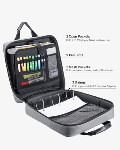 4 Inch Zipper Binder 3 Ring with Shoulder Strap,Tough/Multi-Pocket - Image 2