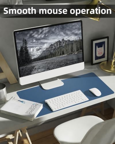 PULeather Non-Slip Desk Mat, Large Mouse Pad & Laptop Desk Pad - Waterproof Writing Pad for Office & Home (Grey Blue, 35.4" x 17") - Image 5
