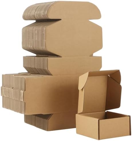 Qilery 200 Pcs 4 x 4 x 2" Shipping Boxes Corrugated Cardboard Box by Qilery