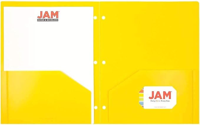 JAM PAPER Heavy Duty Plastic 3 Hole Punch Pocket Folders - Extra Tough School Folders - Assorted Primary Colors - 6/Pack - Image 5