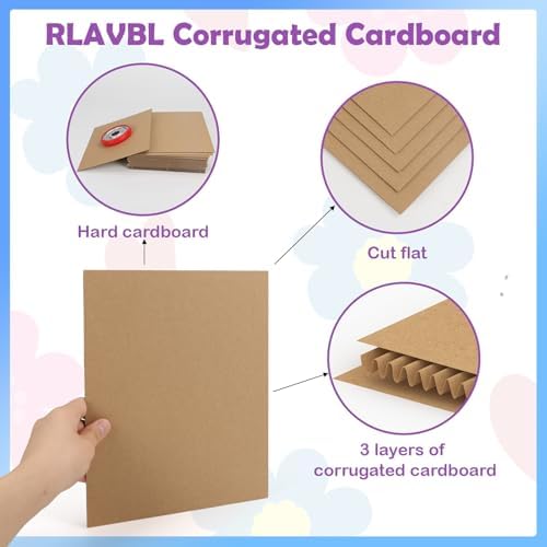RLAVBL 100 Pack 8x10 Corrugated Cardboard Sheets, Flat Cardboard Inserts for Shipping, Mailing, Packing, DIY Crafts - Image 3