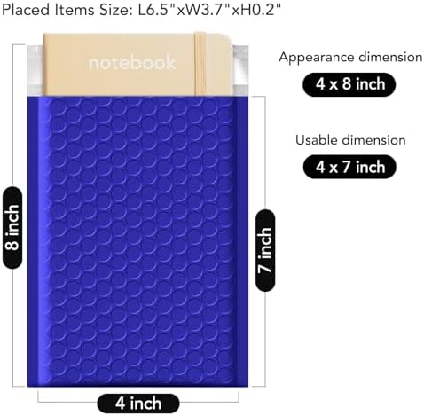 METRONIC Small Bubble Mailers 4x8 200 Pack Waterproof Blue Padded Envelopes - Image 2