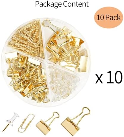 Paper Clips Binder Push Pin Set, Assorted Sized Binder Clips - Image 2