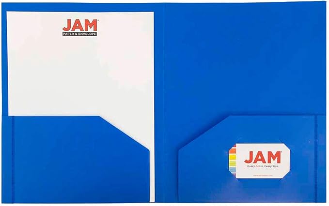 JAM PAPER Heavy Duty Plastic Two Pocket Extra Tough School Folders - Blue - 6/Pack - Image 5