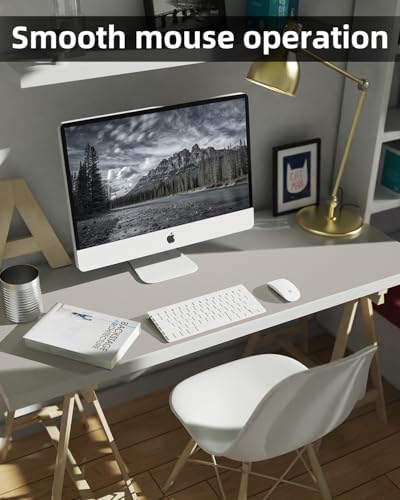 Leather Desk Pad & Protector, Large Mouse Pad & Blotter, Non-Slip PU Leather Desk Cover Mat, Light Grey, 48" x 17" - Image 4