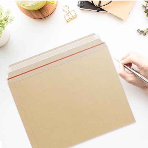 zmybcpack 50 Pack Rigid Mailers 9.5x12.5 inch, Self Seal Photo Document Mailers, Stay Flat Kraft Cardboard Envelopes for Photos, Document, CD(Kraft Browm) - Image 6
