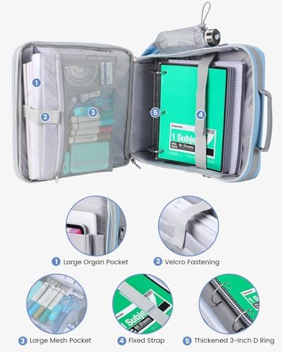 Zipper Binder 3 Inch D-Ring 3 Ring with Water Bottle Holder - Image 3