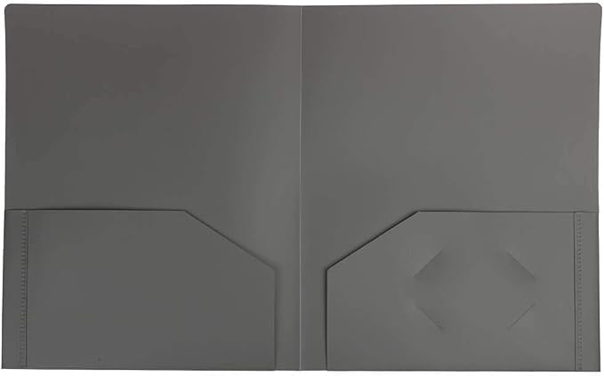 JAM PAPER Heavy Duty Plastic 2 Pocket Extra Tough School Folders - Grey - 6/Pack - Image 5