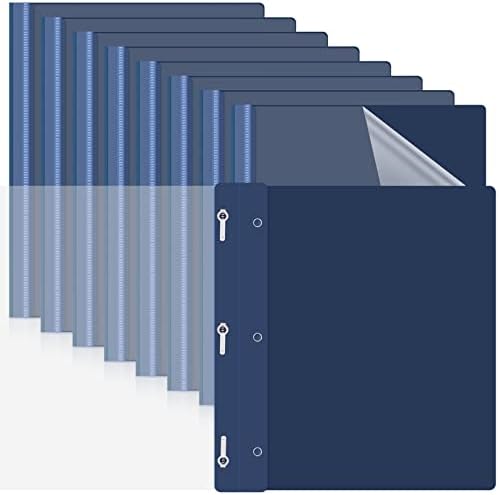 Teling 48 Pcs Clear Front Report Covers with 3 Prong Fasteners, Navy Blue by Teling