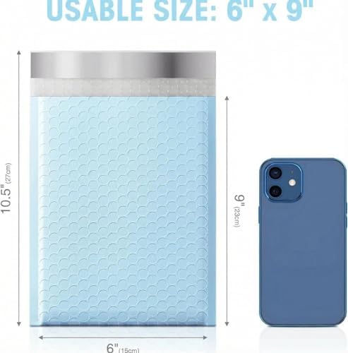 Metronic Bubble Mailer 6x10" 100 Pack Light Blue Self Seal Padded Envelopes - Image 2