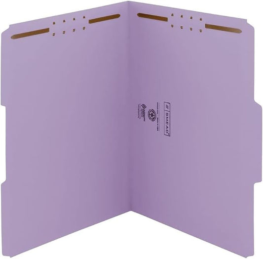 Smead Fastener File Folder, 2 Fasteners, Reinforced 1/3-Cut Tab, Letter Size, Lavender, 50 per Box (12440) (Pack of 5) by SMEAD