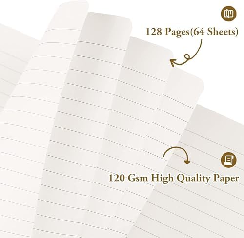 Huhuhero 5 Pack Lined Journal Notebook, A5 College Ruled 5"×8.25", Black - Image 6