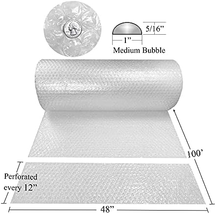 Bubble Cushioning Wrap Roll 48" Wide x 100 ft - Medium Bubbles 5/16", Clear - Image 2